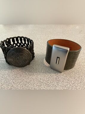 Bundle of 2 wide cuff bracelets made in the USA